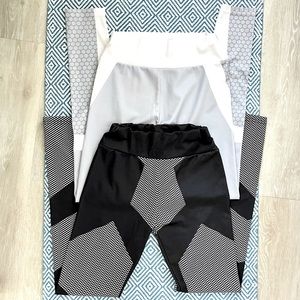 Geometric graphic patterned leggings, set of two